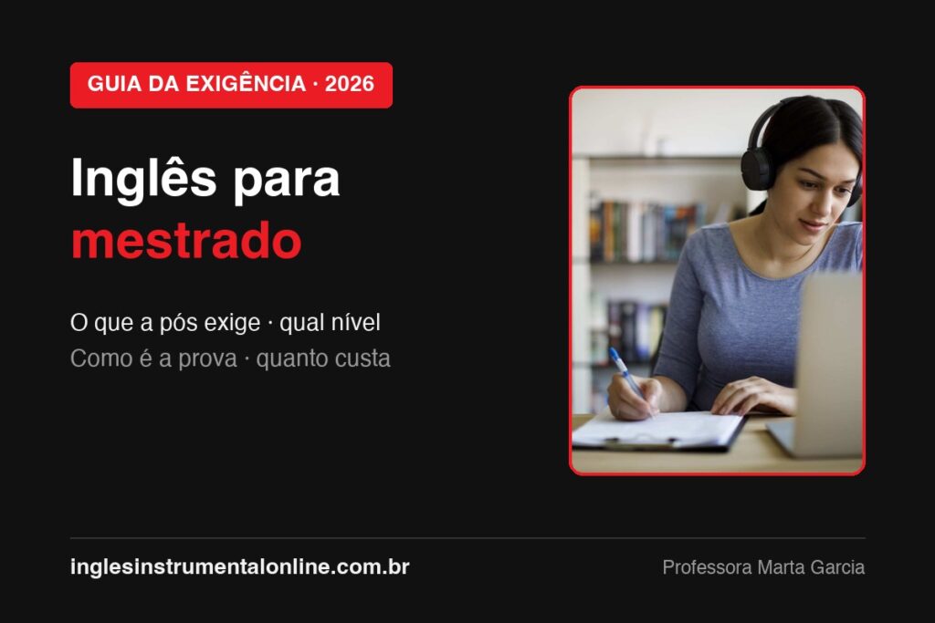 Candidata estudando inglês para a prova de proficiência do mestrado